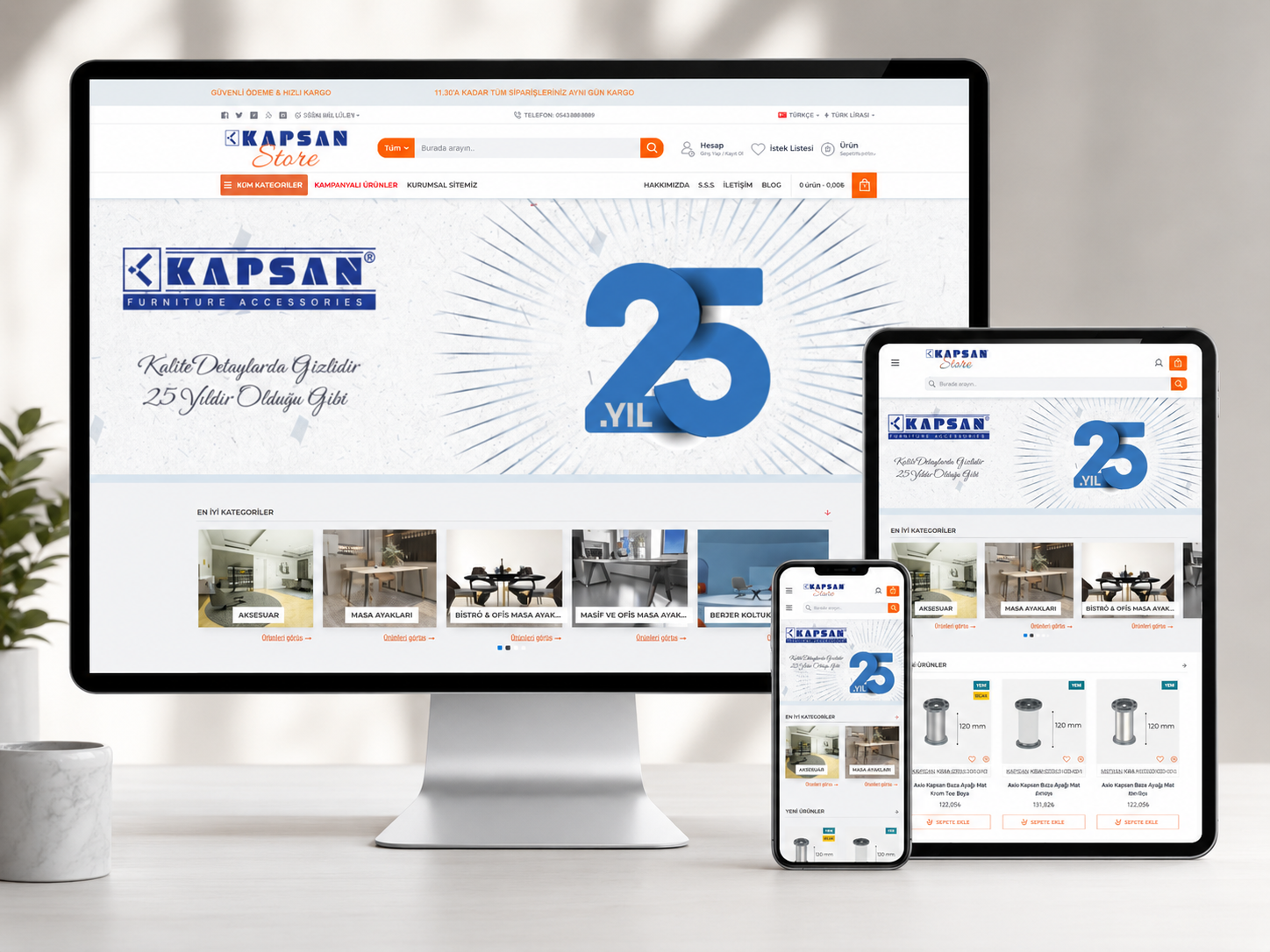 KAPSAN Store E-Ticaret Web Sitesi | Mobilya Aksesuarları Online Satış Projesi